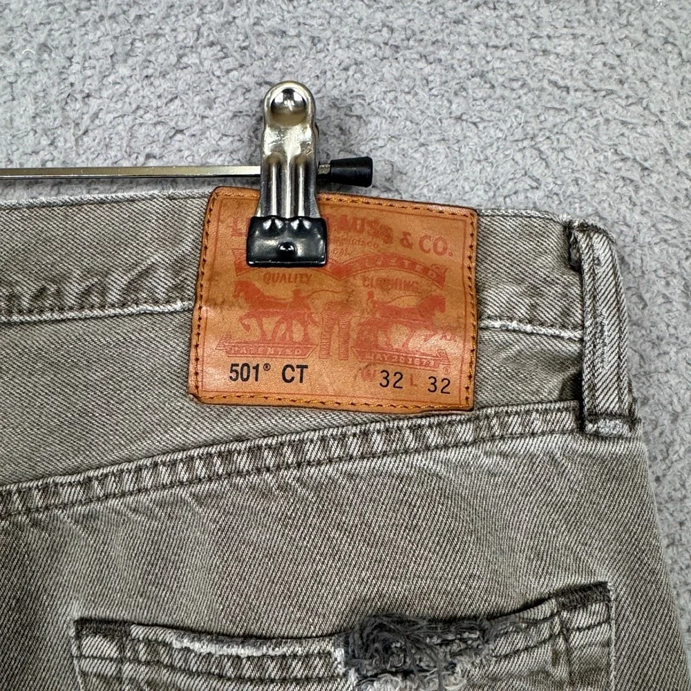 Levis Jeans Mens 32x32 Gray‎ 501 CT Distressed Grunge Punk Goth Indie Denim